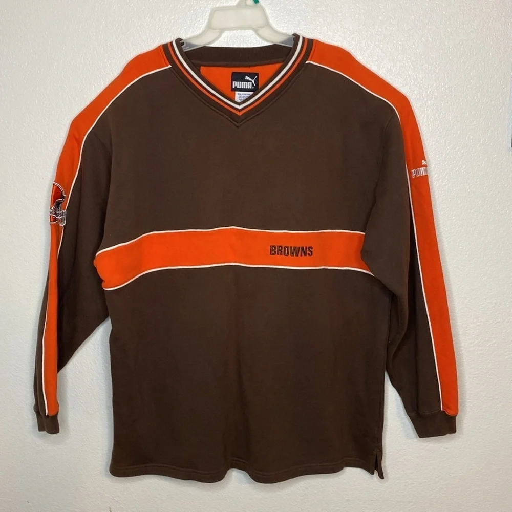 PUMA Cleveland Browns V Neck Sweatshirt Size XXL
